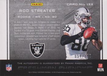 2012 Panini Totally Certified #133 Rod Streater Back
