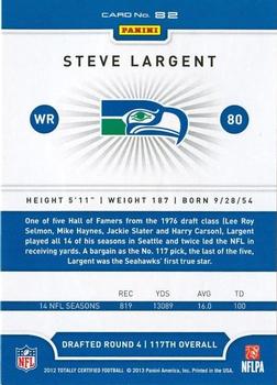 2012 Panini Totally Certified #82 Steve Largent Back