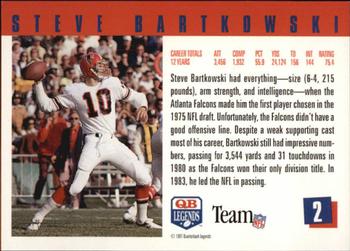 1991 Quarterback Legends #2 Steve Bartkowski Back