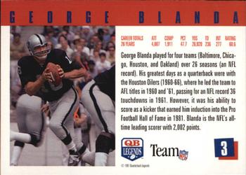 1991 Quarterback Legends #3 George Blanda Back