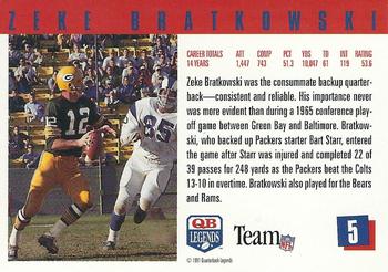 1991 Quarterback Legends #5 Zeke Bratkowski Back
