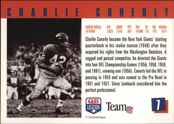 1991 Quarterback Legends #7 Charley Conerly Back