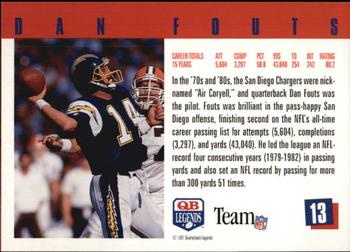 1991 Quarterback Legends #13 Dan Fouts Back