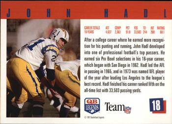 1991 Quarterback Legends #18 John Hadl Back