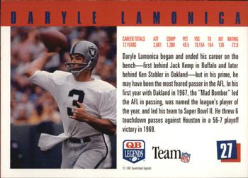 1991 Quarterback Legends #27 Daryle Lamonica Back