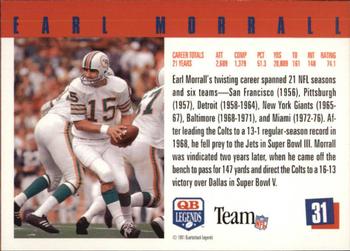 1991 Quarterback Legends #31 Earl Morrall Back