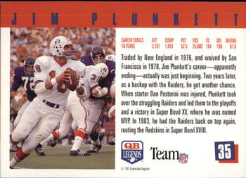1991 Quarterback Legends #35 Jim Plunkett Back