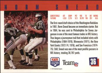 1991 Quarterback Legends #36 Norm Snead Back