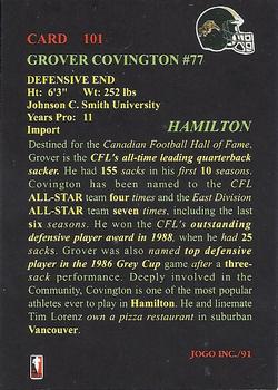 1991 JOGO #101 Grover Covington Back