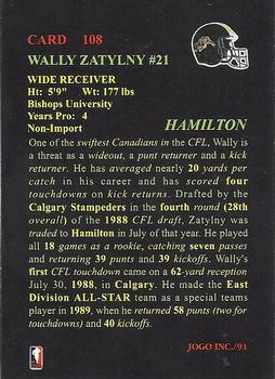 1991 JOGO #108 Wally Zatylny Back