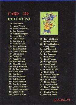 1991 JOGO #110 Checklist 1-110 Front