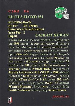 1991 JOGO #116 Lucius Floyd Back