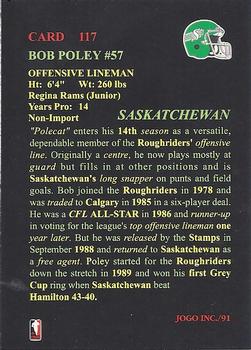 1991 JOGO #117 Bob Poley Back