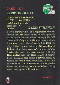 1991 JOGO #129 Larry Hogue Back