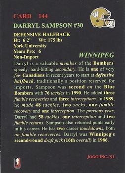 1991 JOGO #144 Darryl Sampson Back