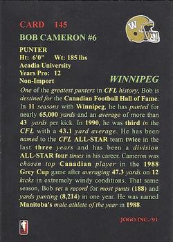 1991 JOGO #145 Bob Cameron Back