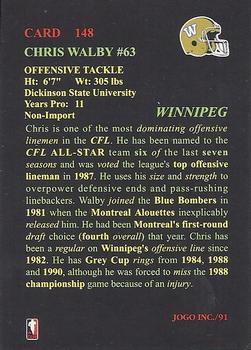 1991 JOGO #148 Chris Walby Back