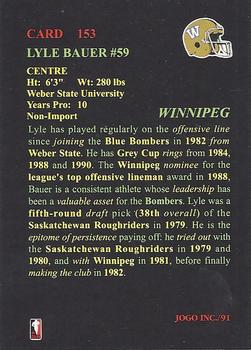 1991 JOGO #153 Lyle Bauer Back