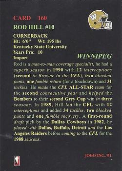 1991 JOGO #160 Rod Hill Back