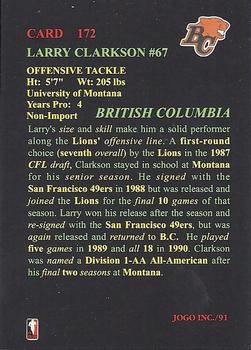 1991 JOGO #172 Larry Clarkson Back