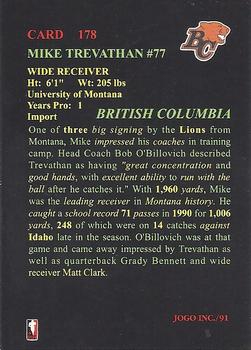 1991 JOGO #178 Mike Trevathan Back