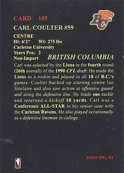 1991 JOGO #185 Carl Coulter Back