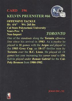 1991 JOGO #196 Kelvin Pruenster Back