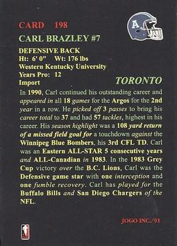 1991 JOGO #198 Carl Brazley Back