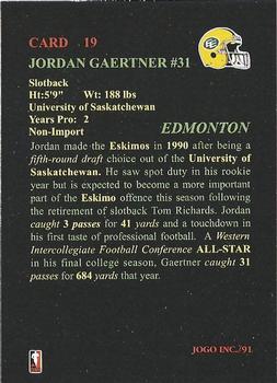 1991 JOGO #19 Jordan Gaertner Back
