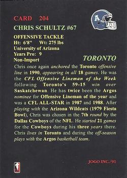 1991 JOGO #204 Chris Schultz Back