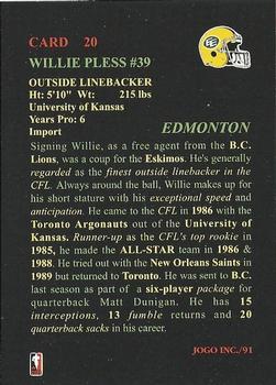 1991 JOGO #20 Willie Pless Back