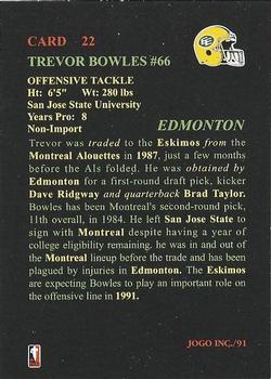 1991 JOGO #22 Trevor Bowles Back