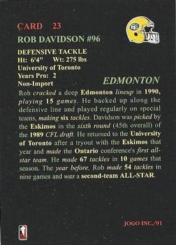 1991 JOGO #23 Rob Davidson Back