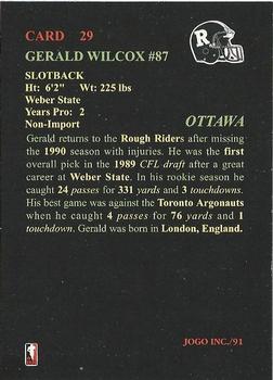 1991 JOGO #29 Gerald Wilcox Back