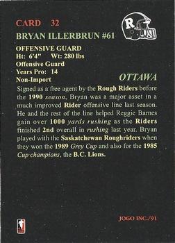 1991 JOGO #32 Bryan Illerbrun Back