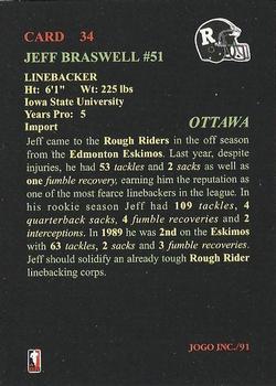 1991 JOGO #34 Jeff Braswell Back