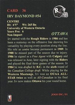 1991 JOGO #36 Irv Daymond Back