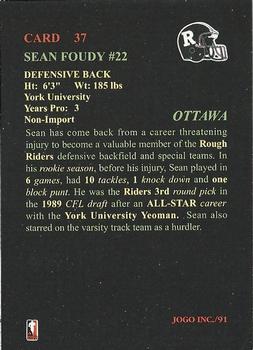 1991 JOGO #37 Sean Foudy Back