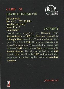 1991 JOGO #52 David Conrad Back