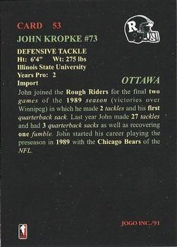 1991 JOGO #53 John Kropke Back