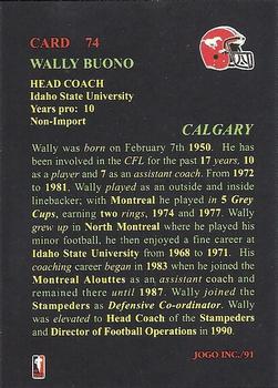 1991 JOGO #74 Wally Buono Back