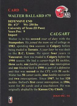 1991 JOGO #76 Walter Ballard Back