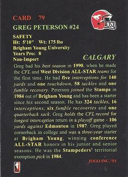 1991 JOGO #79 Greg Peterson Back