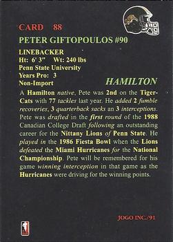 1991 JOGO #88 Peter Giftopoulos Back