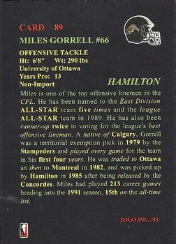 1991 JOGO #89 Miles Gorrell Back