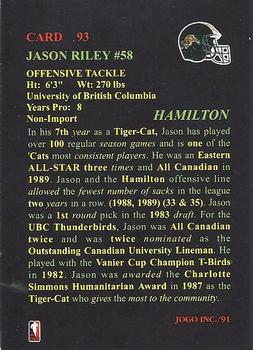 1991 JOGO #93 Jason Riley Back