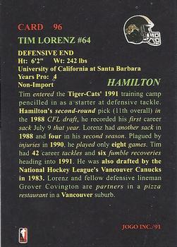 1991 JOGO #96 Tim Lorenz Back