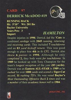 1991 JOGO #97 Derrick McAdoo Back