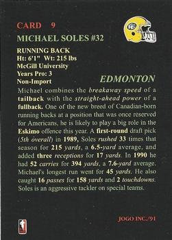 1991 JOGO #9 Michael Soles Back