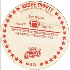 1989 King B Discs #16 Andre Tippett Back